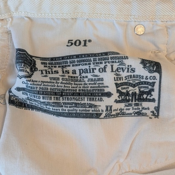Levis 501 Original Butterfly High Rise Straight Leg Jeans Off White W27 L28 - Picture 10 of 14